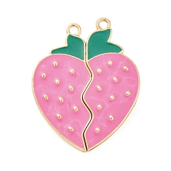 Клубника Эмали сплава сплит подвески, магнитный, золотые, клубника, 34.5x27.5x6.5 мм, отверстие : 1.8 мм, 2 шт / комплект