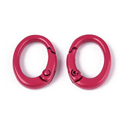 Светло-Вишневый Окрашенные распылением пружинные кольца из сплава, овальные, светло-вишневый, 19.5x15x4.5 мм