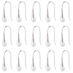 Серебро 20 пары стоек с покрытием из латуни крючки для сережек, без кадмия и без свинца, долговечный, серебряные, 18x4 мм, отверстие : 1.6 мм, штифты : 0.6 мм