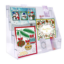 Прозрачный 4-ярусные акриловые подставки для дисплеев, для поздравительных открыток, ювелирные изделия, косметический, прямоугольные, прозрачные, 14.2x36x29.2 см