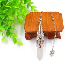Quartz Crystal Natural Quartz Crystal Pendant Necklaces, Cone, 20.08~31.50 inch(51~80cm)