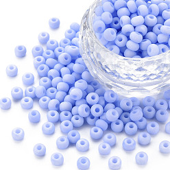 Cornflower Blue 6/0 Glass Seed Beads, Macaron Color, Round Hole, Round, Cornflower Blue, 4~4.5x3mm, Hole: 1~1.2mm, about 4500pcs/bag, about 450g/bag.