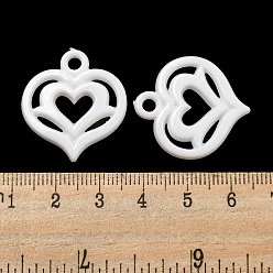 White Valentine's Day Opaque Acrylic Pendants, Heart Charms, White, 27x25x4mm, Hole: 3mm, about 467pcs/500g.