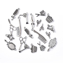 Antique Silver Prink Series Tibetan Style Alloy Pendants, Antique Silver, 15~39x8~22x2~4mm, Hole: 1.6~2.5mm, 20pcs/set
