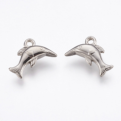 Platinum CCB Plastic Pendants, Dolphin, Platinum, 13x21x5mm, Hole: 2mm