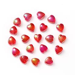 Red 100Pcs Eco-Friendly Transparent Acrylic Beads, Dyed, AB Color, Heart, Red, 8x8x3mm, Hole: 1.5mm