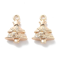 Настоящее золото 18K Подвески из прозрачного кубического циркония с микропейвом, без кадмия, без никеля и без свинца, Рождественские елки, реальный 18 k позолоченный, 13x9.5x4.5 мм, отверстие : 1.4 мм