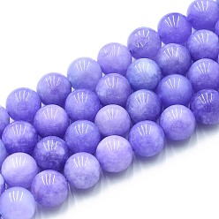 Средний Синий Шифер Природного кварца нитей бисера, окрашенные, круглые, имитация синего кружевного агата, средний грифельно-синий, 10~10.5 мм, отверстие : 1~1.2 мм, около 37~38 шт / нитка, 14.76~15.16 дюйм (37.5~38.5 см)