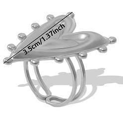 Нержавеющая Сталь Цвет 304 регулируемые кольца из нержавеющей стали, украшения для женщин, сердце, цвет нержавеющей стали, внутренний диаметр: 17 мм