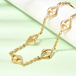 Rhombus 304 ожерелья из звеньев цепи из нержавеющей стали для женщин, золотые, ромб, 16.65 дюйм (42.3 см), ссылка: 23x11.5x2.5мм и 3.5x3x0.8мм