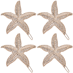 Light Gold 10 шт. заколки для волос из цинкового сплава, морская звезда, золотой свет, 53x60x7 мм