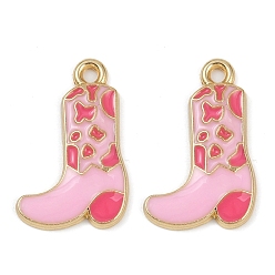 Pink Подвески из эмали и сплава, ковбойские сапоги очарование, золотые, розовые, 22x14.5x2.5 мм, отверстие : 1.8 мм, 10 шт / комплект