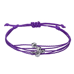 Фиолетовый Браслеты из многожильных бусин из вощеного шнура в стиле бохо, регулируемые женские браслеты из полигональных бусин, фиолетовые, периметр: 5-7/8~11 дюйм (15~28 см)