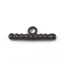Electrophoresis Black 304 Stainless Steel Toggle Clasps Parts Ion Plating(IP), Bar, Electrophoresis Black, 21x6.5x2.8mm, Hole: 2mm