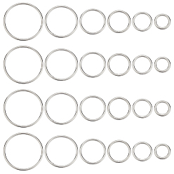 Edelstahl Farbe 24 Stück 6 Stil 304 Biegeringe aus Edelstahl, runden Ring, Edelstahl Farbe, 9 Messgerät, 21~56x3 mm, Innendurchmesser: 15~50 mm, 4 Stück / Stil