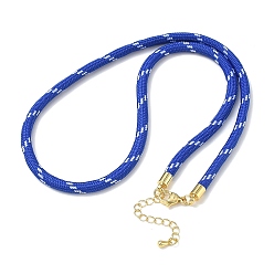 Royal Blue Ployester Core-Wrapped Round Cord Necklace Making, with Brass Finding, Golden, Royal Blue, 17.72x0.18 inch(45x0.45cm)