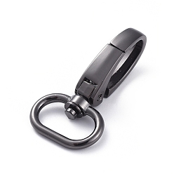 Черный Цвет Металла Сплав поворотный Lobster Claw застежками, поворотный карабин-лобстер, металлический черный , 47x25x8 мм, отверстие : 9x19 мм
