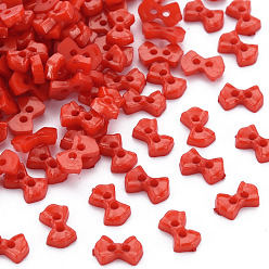 (123L) Белый крем непрозрачный блеск Пластиковые кнопки 2-отверстие, бантом, огнеупорный кирпич, 6x9x2 мм, отверстие : 1.5 мм