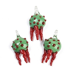 Разноцветный Подвески лэмпворк ручной работы, с эмалевыми прелестями, красочный, 35~37x16~18x9~10 мм, отверстие : 4~4.5 мм