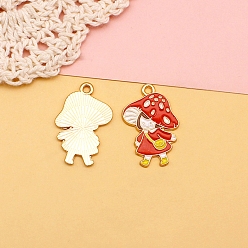 Красный Подвески из эмали и сплава, грибные прелести, красные, 25x16~24 мм