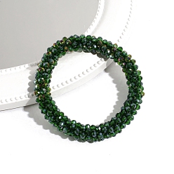 Темно-Зеленый Резинки для волос с блестящими стеклянными бусинами, эластичные резинки для волос для женщин, темно-зеленый, 70 мм