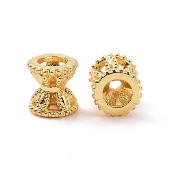Real 18K Gold Plated Brass Bead Caps, Double Sided, Long-Lasting Plated, Real 18K Gold Plated, 6x6.2mm, Hole: 3mm