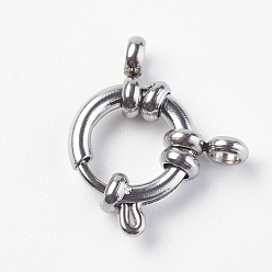 Stainless Steel Color 304 Stainless Steel Smooth Surface Spring Ring Clasps, Stainless Steel Color, 15x12x4mm, Hole: 2.5mm