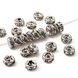 Платина Стойка покрытие латунь кристалл горный хрусталь рондель космические бусины, для ювелирных изделий diy, Браслеты, ожерелья и поделки, платина, 4x2 мм, отверстие : 1 мм