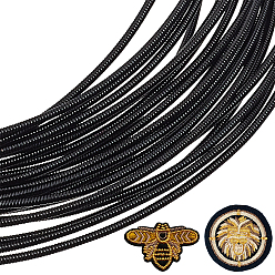 Black Round French Bullion Wire, Copper Gimp Wire for Embroidery and Jewelry Making, Hard Style, Black, 1mm, 18 Gauge