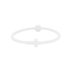 Белый Детские силиконовые эластичные браслеты с крестом для девочек и мальчиков, белые, 6-7/8 дюйм (17.5 см)