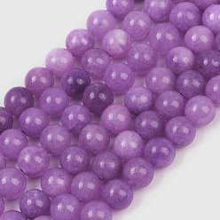 Лиловый Окрашенные натуральные малайзийские нефритовые бусинки, круглые, сирень, 10 мм, отверстие : 1.2 мм, около 19 шт / нитка, 7.09 дюйм (18 см)