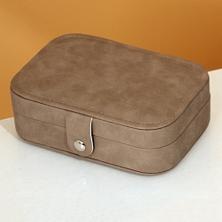 Светло-коричневый Искусственная кожа с ворсом ящик для хранения ювелирных изделий, дорожный портативный футляр для ювелирных изделий, для ожерелья, Кольца, серьги и подвески, загар, 16x11x5 см