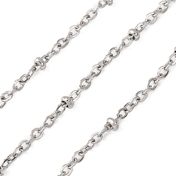 Нержавеющая Сталь Цвет Устойчивы к потускнению 304 цепи из нержавеющей стали, пайки, спутниковые сети, с шариков Rondelle, цвет нержавеющей стали, 2x1.5x0.4 мм