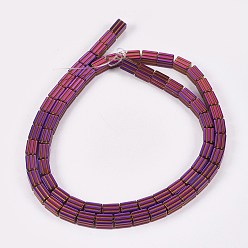 Purple Plated Electroplate Non-magnetic Synthetic Hematite Beads Strands, Cuboid, Purple Plated, 6x4x4mm, Hole: 0.8mm, about 66pcs/strand, 15.75 inch(40cm)