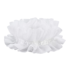Blanco Cuello de gasa con volantes de poliéster, con cinta de raso, cuello desmontable para vestidos, blanco, 1100 mm
