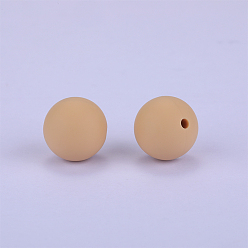 Wheat Round Silicone Focal Beads, Chewing Beads For Teethers, DIY Nursing Necklaces Making, Wheat, 15mm, Hole: 2mm