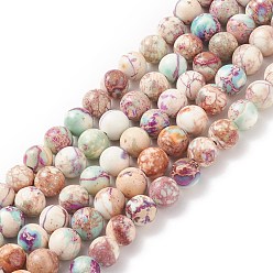 Plum Natural Imperial Jasper Beads Strands, Dyed, Round, Plum, 8.5mm, Hole: 1mm, about 48pcs/strand, 15.35 inch(39cm)