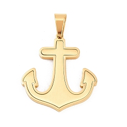 Золотой 304 подвески из нержавеющей стали, Якорь прелести, матовая отделка, вакуумное покрытие pvd, долговечный, золотые, 32x29.5x2.5 мм, отверстие : 9x5 мм