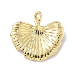 Настоящее золото 18K Стойки обшивки латунные подвески, долговечный, без свинца и без кадмия, подвески из листьев гинкго, реальный 18 k позолоченный, 27x29x4 мм, отверстие : 3.5x5 мм