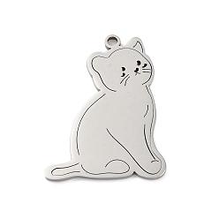 Нержавеющая Сталь Цвет Антикоррозийные 201 подвески из нержавеющей стали, кошачье очарование, цвет нержавеющей стали, 35x33x1.5 мм, отверстие : 2 мм