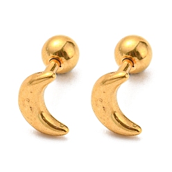 Golden Ion Plating(IP) 304 Stainless Steel Stud Earrings, Cartilage Earrings, Crescent Moon, Golden, 7.5x4.5mm