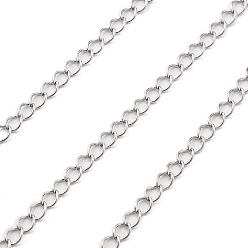Платина Латунь бордюр цепи, долговечный, без кадмия, без никеля и без свинца, пайки, с катушкой, платина, 3.5x2.5x1 мм, около 32.81 футов (10 м) / рулон