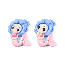 Васильковый Непрозрачные кабошоны из смолы, русалка, васильковый, 31x24x7 мм