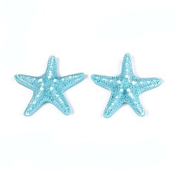 Небесно-голубой Смола декодирует кабошоны, морская звезда, голубой, 56~58x56~58x13~14 мм