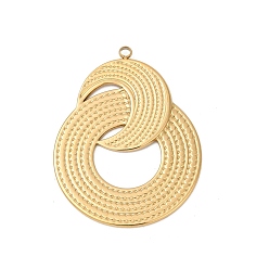 Настоящее золото 18K 304 подвески из нержавеющей стали, ионное покрытие (ip), плоская круглая с лунным шармом, реальный 18 k позолоченный, 40.5x31x1.5 мм, отверстие : 2 мм