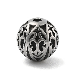 Античное Серебро 316 бусины из хирургической нержавеющей стали, круглые, античное серебро, 10 мм, отверстие : 1.8 мм