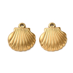 Золотой 304 подвески из нержавеющей стали, формы раковины, ионное покрытие (ip), золотые, 17.5x16x3 мм, отверстие : 2x1 мм