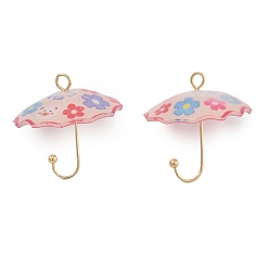 (123L) Белый крем непрозрачный блеск Акриловые подвески, зонтик, с латунной найти, огнеупорный кирпич, 21.5x22 мм, отверстие : 2 мм