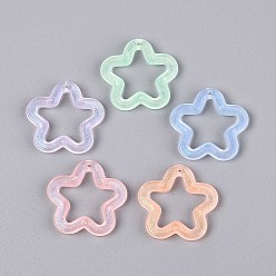 (52) Непрозрачная лаванда Прозрачные светящиеся акриловые подвески, с блеском порошок, звезда, разноцветные, 29.5x30.5x5 мм, отверстие : 1.8 мм, Около 320 шт / 500 г