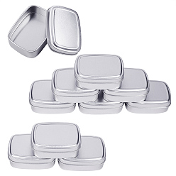 Platinum Aluminium Tin Cans, Empty Box Storage Containers, with Slip-on Lid, Platinum, 7.4x5.5x2.5cm, Capacity: 80ml, 9pcs/set